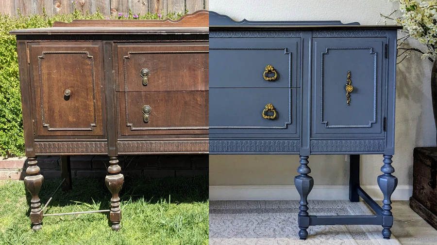 Before and after furniture stripping and refinishing comparison showing restored wood finish - Tri County Furniture Restoration Before and after furniture stripping and refinishing comparison showing restored wood finish